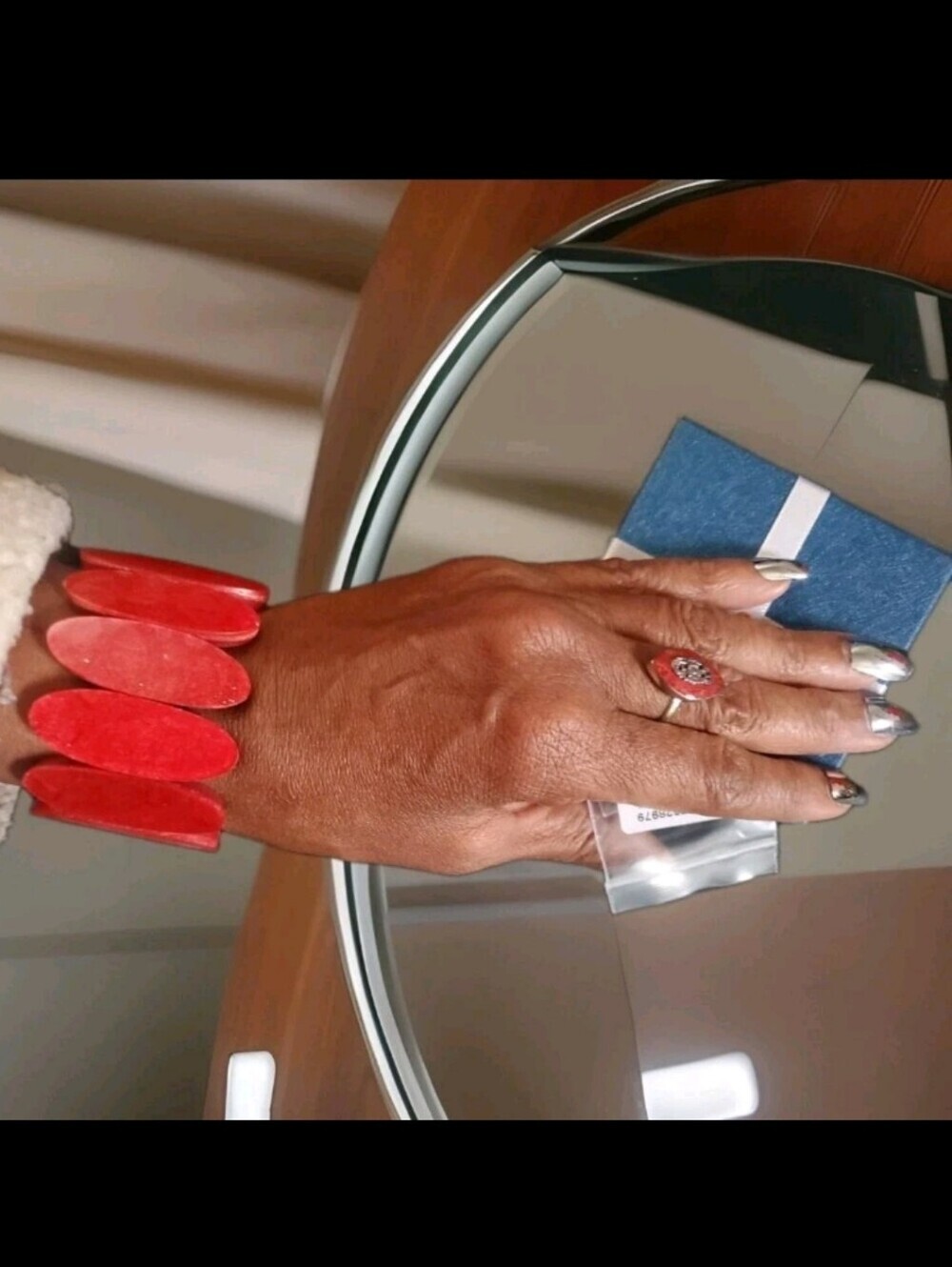 Mediterranean Red  Coral Stretch Bracelet Enhanced With Matching Resin